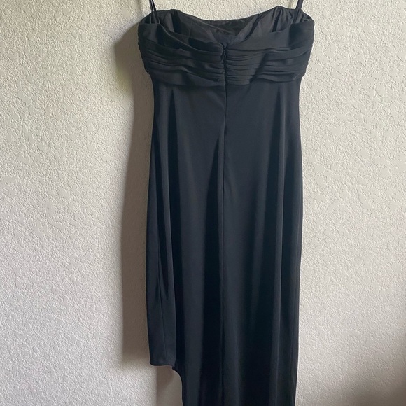 David Meister Y2K Milkmade Chiffon Black Asymmetrical Hem Cocktail Goth Dress 4 - Picture 11 of 13